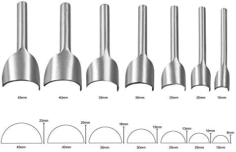 uxcell Yarım-Yuvarlak Deri Kesici Punch Seti 15mm-45mm Kayış Sonu Yumruk Aracı DIY Craft için, 7 Set