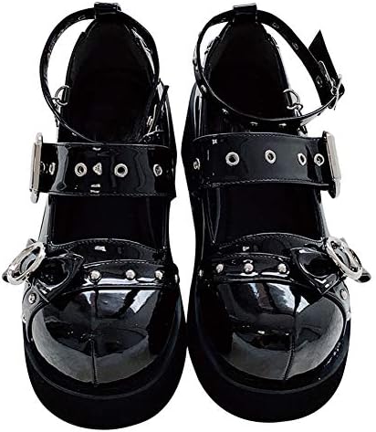 CELNEPHO Bayan Mary Jane Ayakkabı Kadınlar için, Tatlı Yay Yuvarlak Ayak Ayak Bileği T-Kayışı Lolita Goth Platformu Elbise