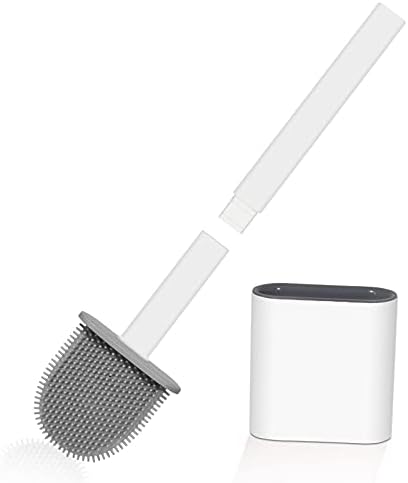 SACRONS Silikon Tuvalet Fırçası ve Tutucu Seti, İçi Boş Oyma Tasarım, Kaymaz Uzun Plastik Sap,Zemin Standı, Bükülebilir Fırça