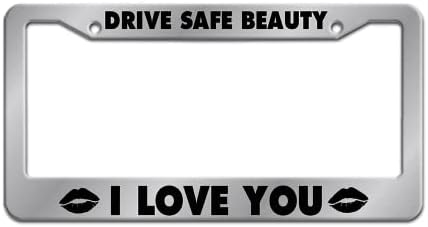 Sürücü Güvenli Güzellik Seni Seviyorum Hediye için Eşi Anne Kız Arkadaşı Plaka Kapakları ve Çerçeveleri Tutucu Metal ABD Araba