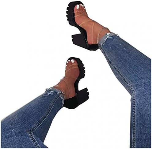 Sandalet Kadınlar için Rahat Yaz Moda Tıknaz Topuklu Su Geçirmez Sandalet Zip Up Burnu açık Roma Yüksek topuklu sandalet