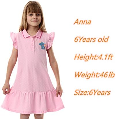 HILEELANG Küçük Kızlar Pamuk Elbise Kısa Kollu Rahat Yaz Çizgili Temel Gömlek Jumpskirt Playwear Elbiseler