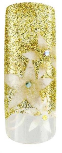 Cala Airbrushed Nail İpuçları Set Altın Glitters & Çiçekler 87755 + Tırnak Tutkal + Aviva Tırnak Dosya tarafından Cala