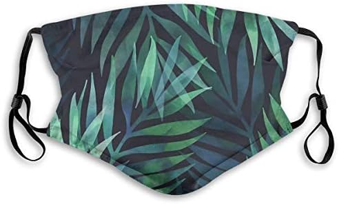 Koyu Yeşil Palmiye Yaprakları Unisex Ayarlanabilir Kulak Döngüler Yüz Maskesi,Yıkanabilir Koruma Maskesi ile Filtre,Anti-Smog