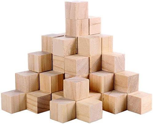 Fuhaıeec 300 Pcs 3/4 İnç Ahşap Kare Bloklar Bulmaca Yapımı için Boş Ahşap Küpleri Ahşap Bloklar için DIY El Sanatları Oyma