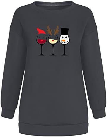 Noel kadın hediyeler, Kazak O-Boyun Kış Polar Boy Festivali Baskılı Uzun Kollu Bluz Bayanlar Tişörtü Tops