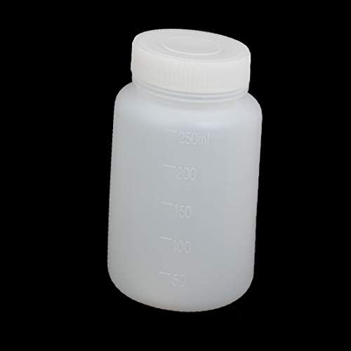X-DREE 250 ml 40mm Dia Geniş Ağız HDPE Plastik Yuvarlak Mezun Şişe Beyaz(250 ml 40mm Dia Geniş Şişe HDPE Plastik Yuvarlak Mezun