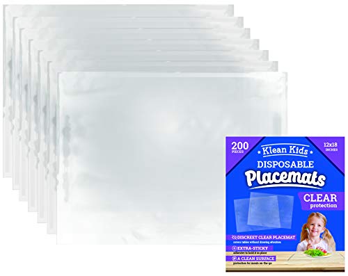 Bebek, Yürümeye Başlayan Çocuk, Çocuklar, Yetişkinler için Şeffaf Tek Kullanımlık Placemats 200 Paketi - Yapışkan Şeffaf Masa