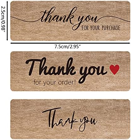 Yeahii 300 pcs Satın Aldığınız için Teşekkür Ederiz Çıkartmalar Kraft Kağıt Mühür Etiketleri için Çanta Tebrik Kartları Çiçek
