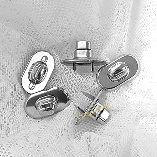 Framendino, 12 Paket Gümüş Dönüş Kilidi Klipsler Çanta Kapatma Büküm Kilit Raptiye Metal Çanta Dönüş Kilitleri Klip Toka Donanım
