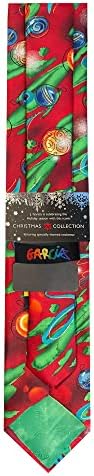 Jerry Garcia erkek Merry Christmas Koleksiyonu Yuvarlak Süsler Ağacı Creme De Menthe Sanat Kırmızı Düzenli Uzunluk Boyun Kravat
