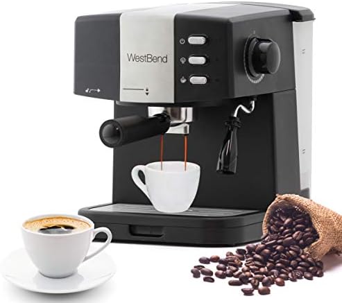 West Bend 55100 makinesi 15 Bar basınç pompası Espresso kahve Latte ve Cappuccino makinesi ile çift ısıtma sistemi, siyah