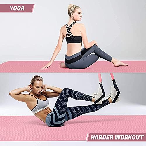 Odoland Büyük Yoga Mat 78.7 x 51.2 (6.56'x4.26') x6mm için Pilates Germe Ev jimnastik salonu Egzersiz, Sakura Pembe, ve Köpük