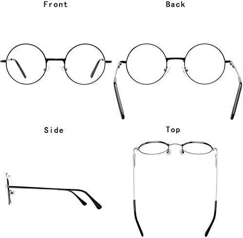 Kadınlar ve Erkekler için Retro Yuvarlak Metal Okuma Gözlükleri Mavi ışık Engelleme Gözlükleri