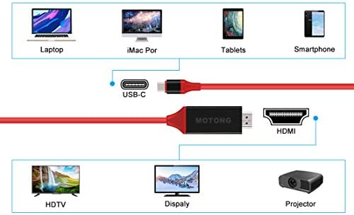 USB C'den HDMI Kablosuna 6.6 ft (4K@60Hz),MOTONG USB Tip C'den HDMI Kablosuna MacBook Pro 16 2019/2018/2017, MacBook Air /