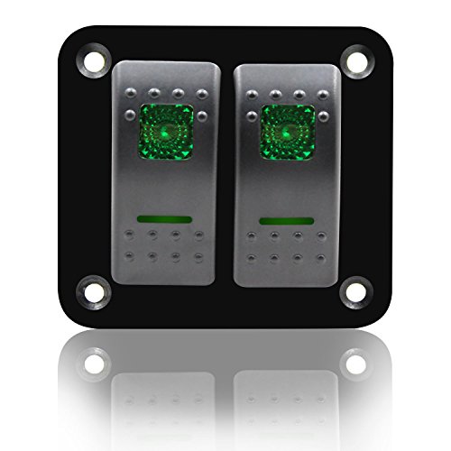 FXC Rocker Anahtarı Alüminyum Panel 2 Gang Geçiş Anahtarları Dash 5 Pin ON/Off 2 LED Aydınlatmalı için Tekne Araba Deniz Yeşil