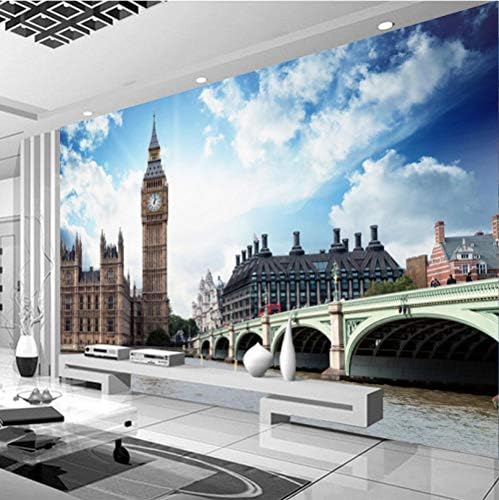 Modern Özel İngiliz Saat Kulesi Mimari Peyzaj Zemin Duvar Fotoğraf Duvar Kağıdı Oturma Odası Ev Dekor 3D Stereo Duvar Resimleri-450Cmx300Cm