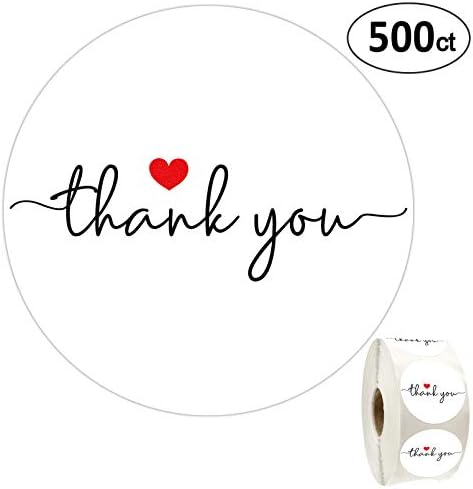 Teşekkür Ederim Çıkartmalar, 1.4 inç Daire Etiketleri, Kırmızı Kalpli 500 Modern Teşekkür Ederim Etiket Çıkartmaları, Düğün