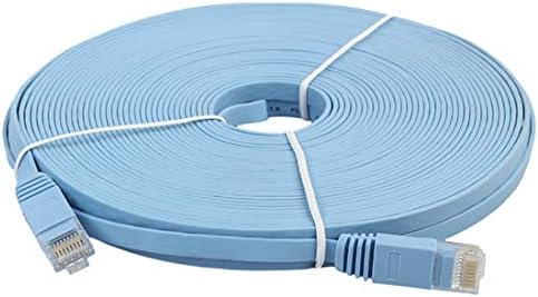 HUFAN 15m CAT6 Ultra İnce Düz Ethernet Ağ LAN Kablosu, Yama Kablosu RJ45 (Siyah) Ağ Aksesuarları (Renk : Mavi)