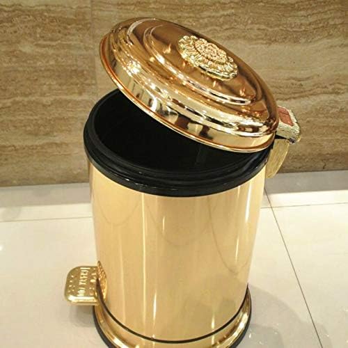CffdoıLJT çöp tenekesi, Altın Pedallı Metal çöp tenekesi Lüks Otel Villa Mutfak Oturma Odası Banyo Kaplı Çöp depolama Kovası