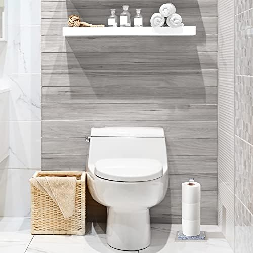 Elavaın Zarif Akrilik Kağıt Havlu Tutucu Standı ve Ayakta Tuvalet Kağıdı Tutucu / Gümüş Taban ve Şeffaf Kök | Mutfak, Banyo