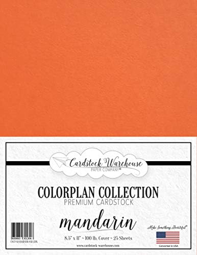 Mandalina Portakal Kart Stoğu Kağıdı - 8,5 x 11 inç Premium 100 lb. Kapak-Kart Stoğu Deposundan 25 Sayfa