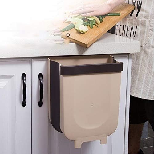 DesirePath Asılı çöp tenekesi için Mutfak dolap Kapı, 9 Litre / 2.3 Galon Katlanabilir çöp tenekesi Küçük Kompakt Çöp için