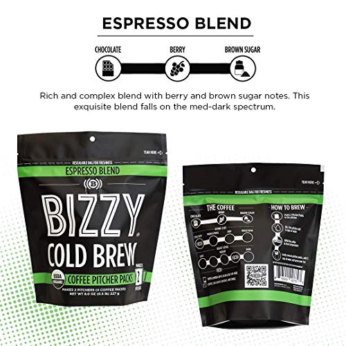 Bizzy Organik Soğuk Demlemek Kahve | Paket / Konsantre 1-pack + Espresso Blend Sürahi Paketi 4-count / 2 Paketi