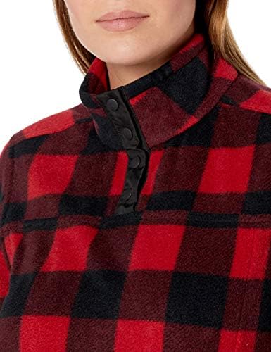 Essentials kadın Polar Polar Uzun Kollu Mock Boyun Rahat-Fit Popover Ceket ile Cepler
