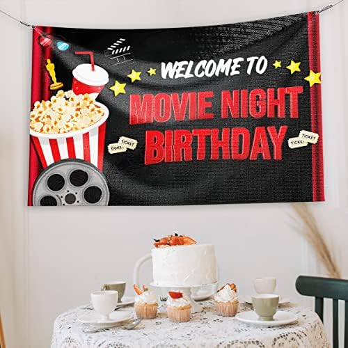 Film Temalı Doğum Günü Afişi-Film Gecesi Partisi Dekorasyonu Vinil Tabela - Partiniz İçin Mükemmel Boyut-30 x 48”
