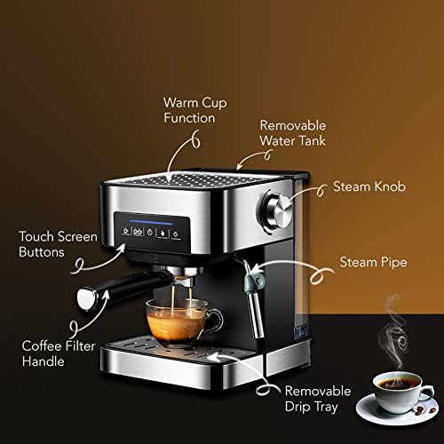 20 Bar Yarı Otomatik Kahve Makinesi, Süt Köpürtme Kollu Espresso Cappuccino Makinesi Ev Ve Ofis için İdeal