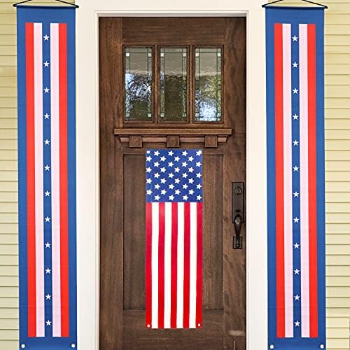 ACHOM 4th Temmuz Dekorasyon Amerika Tarzı Asılı Bayrakları kiraz kuşu Afiş Kapı Sundurma Işareti Vatansever Süslemeleri Bağımsızlık
