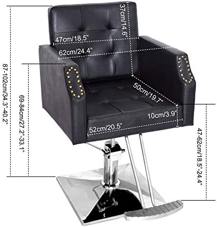 Saç Stilisti için Paddie Salon Sandalyesi, Berber Dükkanı için Retro Perçinli Saç Şekillendirme Koltuğu Hidrolik, Siyah
