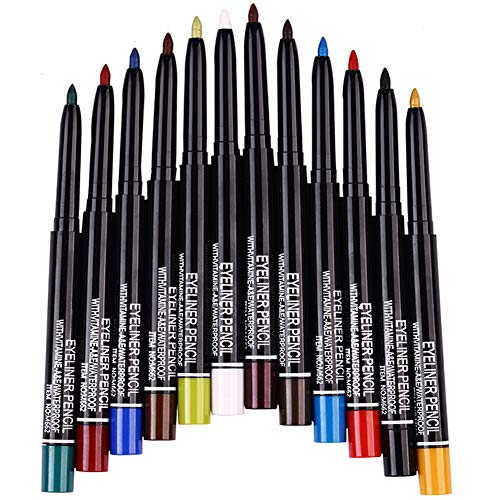 12 Çeşit Renk Eyeliner Kalem, Kaş Kalemi, Göz Farı Kalem, Dudak Hattı Kalem, Göz Kapağı Ped, Kalem Makyaj Seti Aracı 12 ADET
