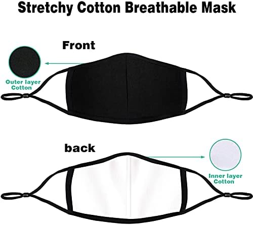 10 Siyah Yüz Maskeleri Bez Ayarlanabilir Yüz Maskesi Pamuk Yıkanabilir Kullanımlık Yetişkin Maskeleri Kadın Erkek için