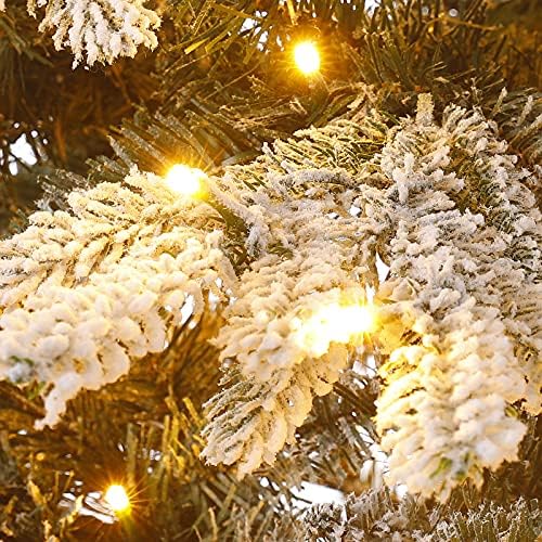 Decoway 6ft Önceden Aydınlatılmış Yapay Noel Ağacı, Akın Kar Önceden gerilmiş ışıklar ve tatil Dekorasyonu için Metal Stand