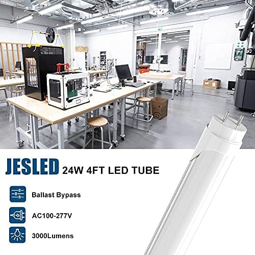 JESLED T8 4FT LED Tüp ampuller, 24 W 5000 K Günışığı, 3000LM, 4 Ayak T12 Floresan Tüpler için LED Yedek, balast Bypass, çift-end