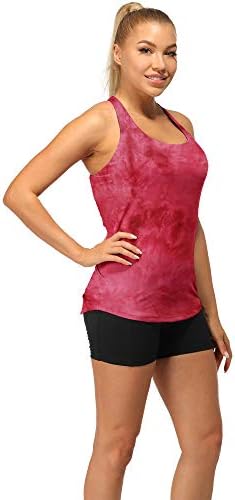 ıcyzone Dahili Sutyen Egzersiz Tankı Üstleri Kadınlar için-Aç Geri Strappy Atletik Yoga Üstleri Egzersiz Koşu Spor Gömlek