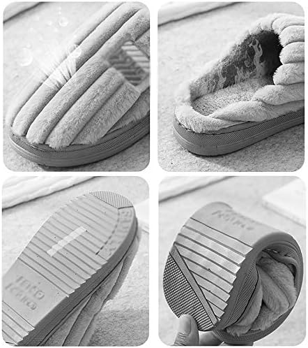 TJLSS 2020 Pamuk Çift Terlik Sonbahar Kış Sıcak Ev Ayakkabı Gömme Çizgili Terlik Erkek / Kadın Kapalı Slip-On Slaytlar Ayakkabı