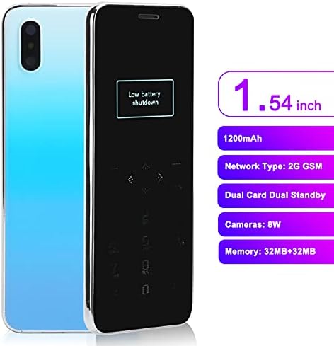 I8 Taşınabilir Mini Kart Cep Telefonu, Ultra Hafif Ultra İnce 2G GSM Cep Telefonu, Çift SIM Cep Telefonu, 32MB + 32MB, 1200mAh