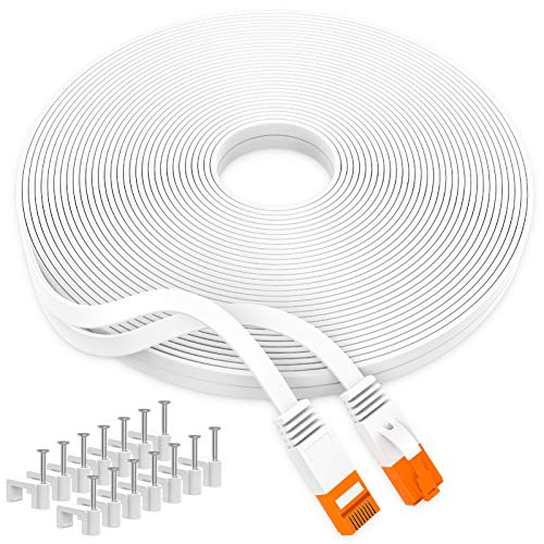 Boahcken Kedi 6 Ethernet Kablosu 50 ft Beyaz İnternet Ağ LAN RJ45 Gigabit Beyaz Yama Kabloları Yüksek Hızlı Uzun Kedi 6 Oyun