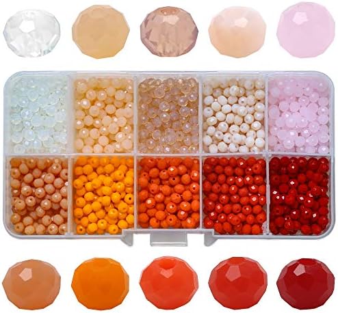 Kristal boncuklar Takı Yapımı için, renkli Rondelle halka boncuk 4MM (20 Renk ve 2000 adet) Faceted Cam Boncuk Küpe Bilezik