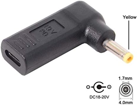 Cablecc USB 3.1 Tip C USB-C DC 19 V Adaptörü PD Emulator Tetik 90 Derece Açılı (4. 0x1. 7mm)