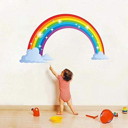 HJKL Catoon Gökkuşağı Sticker Çocuk Odası için Desen Anaokulu Renkli Ev Dekorasyon Duvar Sticker Kendinden Yapışkanlı