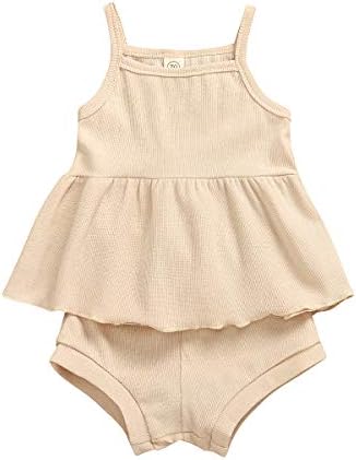 Yenidoğan Bebek Kız Yaz Giysileri Kolsuz Gömlek Fırfır kemerli elbise Üstleri şort takımı Bebek Yürümeye Başlayan Kıyafetler