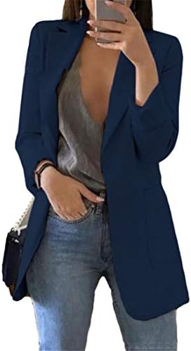 Andongnywell Kadınlar Casual Uzun Kollu Açık Ön Hırka Ofis Işleri Blazer Takım Elbise Cepler ıle Dış Giyim