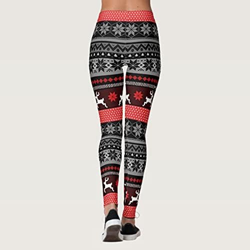 BHSJ Kadın Noel Sıkı Tayt Kardan Adam Kar Tanesi Baskı Pantolon dar pantolon Yoga Koşu Pilates spor salonu pantolonu