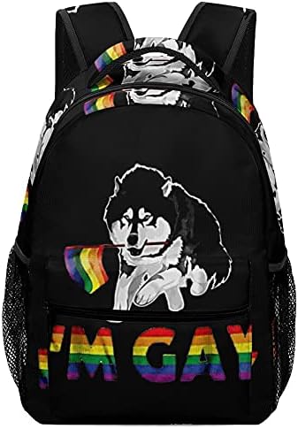 Ben Gay Pride LGBT Bayrağı Sibirya Husky Seyahat Sırt Çantası Rahat Spor Çanta Oxford kumaş Çalışma Alışveriş seyahat kamp