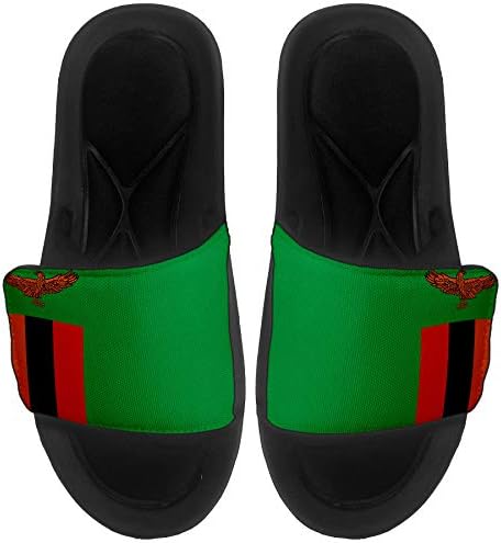 ExpressİtBest Yastıklı Slide-On Sandalet / Erkekler, Kadınlar ve Gençler için Slaytlar-Zambiya Bayrağı (Zambiya) - Zambiya