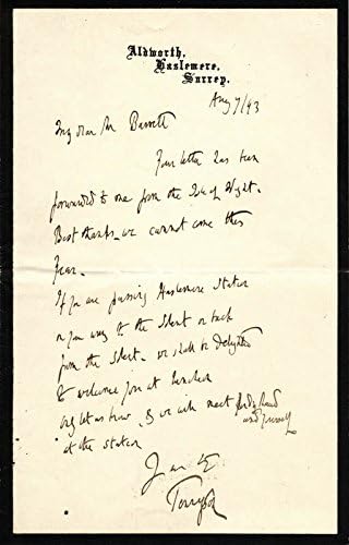 Hallam Tennyson-İmzalı İmza Mektubu 08/07/1893